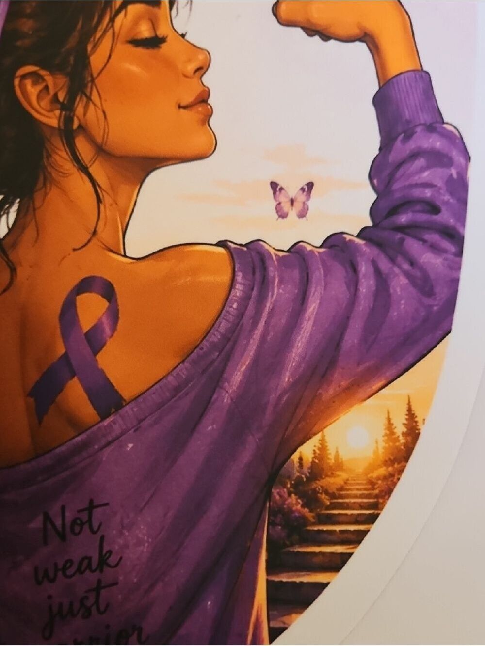 Chronic Pain Warrior DTF Transfer Iron On Applique Purple Butterfly Patch 10x10 - Picture 14 of 17
